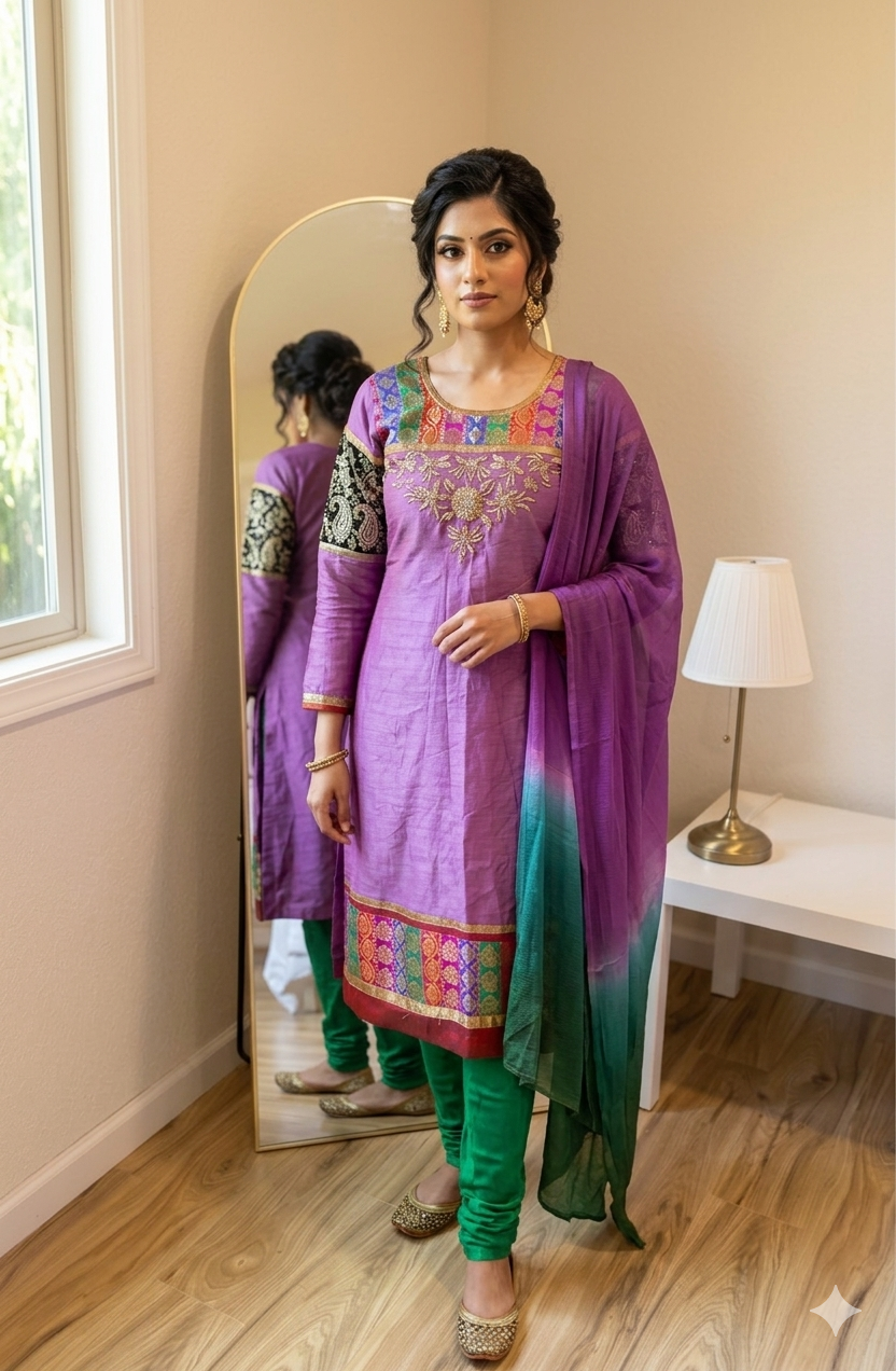 Purple Green Salwar